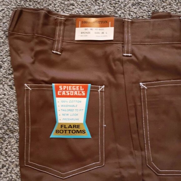 Vtg Spiegal Casual Flare Bottoms Men's Jeans BRONZE Retro 36L X 33 NWT DEADSTOCK - Picture 1 of 7